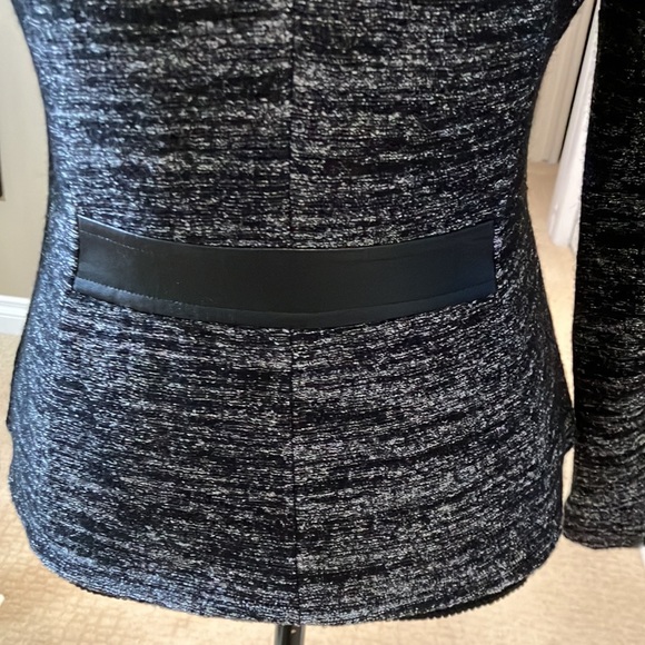 Fabulous black with white lines wool blend jacket with snap front. - Picture 5 of 15